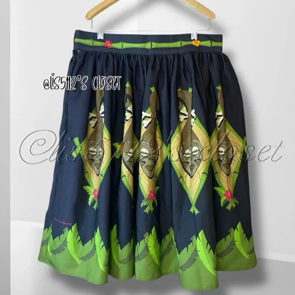 Denialle Von Fitch x The Oblong Box Shop Shrunken Heads Tiki Pinup Skirt XL - Picture 5 of 16